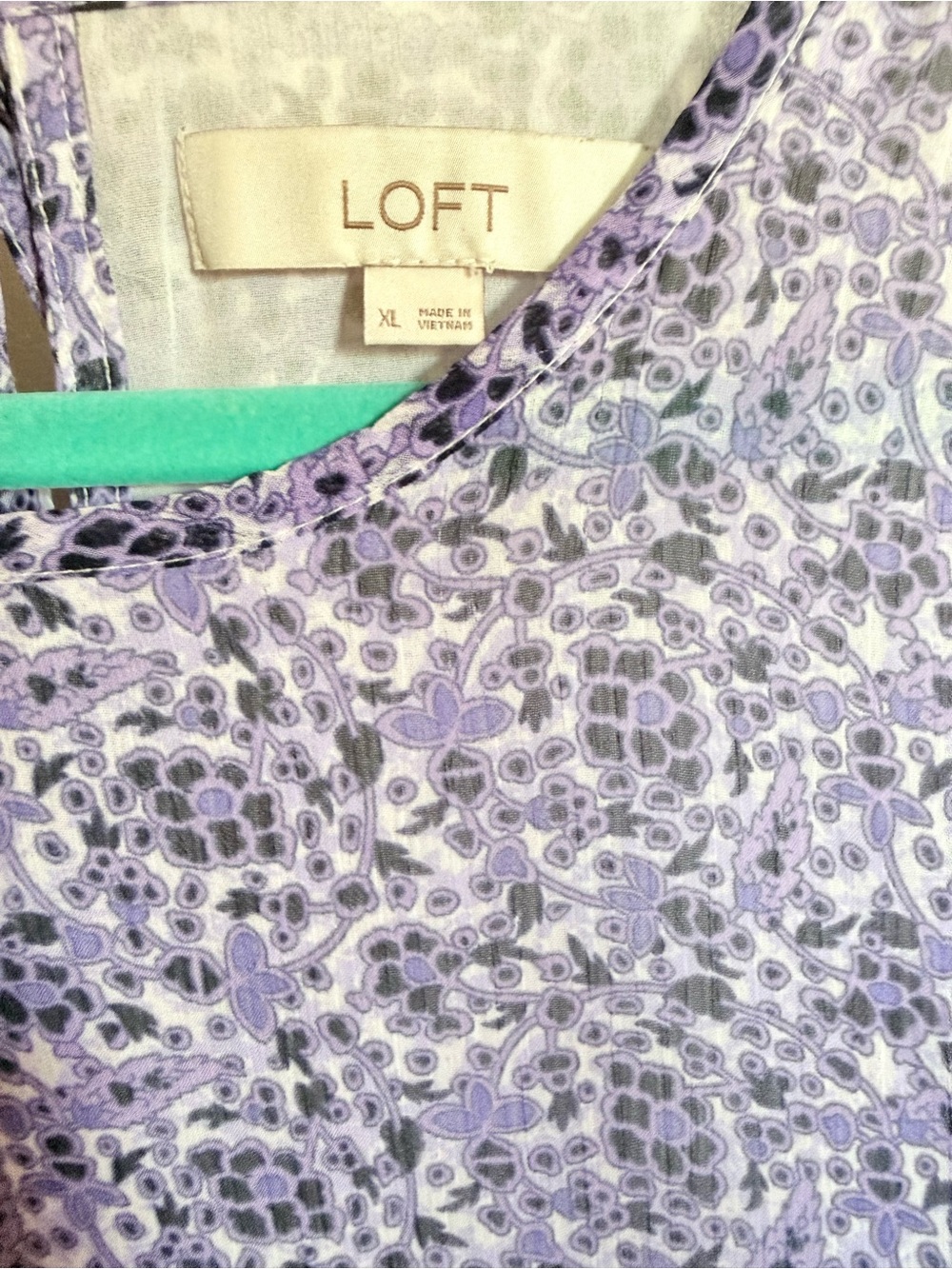 LOFT Lavender Floral Ruffle-Hem Blouse - Picture 2 of 4